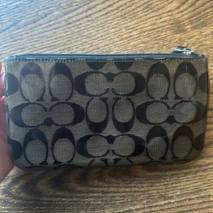 Coach PVC double black zipper pouch